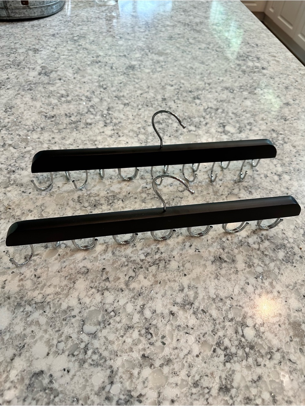 Black Wooden Scarf or Belt Hangers - Set of 2